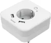 A white Hama LED night light with a power socket and two USB ports, shown from a diagonal top-down perspective on a white background. Voir les images du produit