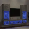 vidaXL 5-tlg. Wohnwand mit LED-Beleuchtung Betongrau Produktbild-Vorschau 2