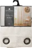 The image shows the packaging of a white curtain with two metal grommets visible at the bottom. The packaging includes a picture of the curtain in a room setting. Produktbild-Vorschau