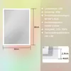 A diagram showing a mirror with dimensions and specifications, alongside a close-up of its edge. Produktbild-Vorschau