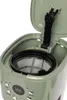 Close-up view of the top of a green coffee maker, showing the filter basket and the open lid. Náhled obrázku produktu