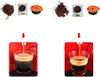 Collage showing the process of making coffee with reusable capsules and the final product. Produktbild-Vorschau