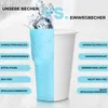 Comparison of reusable cups and disposable cups with highlighted features. Produktbild-Vorschau