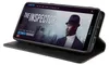 A black flip cover case for a Huawei P20 Lite phone, displaying a movie poster on the phone screen. Produktbild-Vorschau