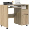 vidaXL Stôl s kolieskami Sonoma dub 91 x 50 x 77 cm Náhľad obrázku produktu 2