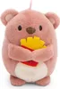 A pink plush toy bear holding a portion of french fries. Produktbild-Vorschau
