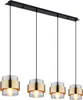 A product shot of a four-light pendant chandelier. Produktbild-Vorschau