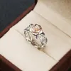 Vintage-Fingerring für Damen, zweifarbig, Blumenband, Produktbild-Vorschau 5