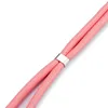A close-up shot of a pink cord with a silver clasp. Produktbild-Vorschau