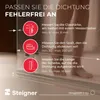 An instructional image showing how to measure for a shower door seal, with a person's legs visible in the background. Produktbild-Vorschau