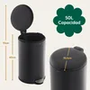 CASABEL Cubo de basura de cocina redondo 50L, acero Vista previa de la imagen del producto 4