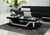 Designer Couchtisch Polster Tisch Leder Glas Moderner Voir les images du produit 2