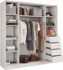 An open wardrobe with clothes, bags, and storage boxes. Produktbild-Vorschau