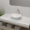 A bathroom vanity with a white ceramic sink and a chrome faucet. Produktbild-Vorschau