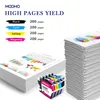 A marketing image showing printer ink cartridges and stacks of paper with charts. Produktbild-Vorschau