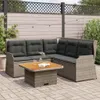 vidaXL 4-tlg. Garten-Lounge-Set mit Kissen Grau Poly Rattan Produktbild-Vorschau 2