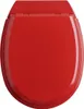 A top-down view of a closed red toilet seat. Anteprima dell’immagine prodotto