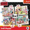 The image shows the packaging of a Trefl Minnie Mouse puzzle set. The packaging displays four different puzzle scenes featuring Minnie Mouse and her friends, along with puzzle piece counts and the Trefl logo. Produktbild-Vorschau