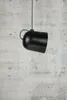 A black pendant light hangs against a concrete wall. Voir les images du produit