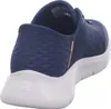 A close-up rear view of a blue sneaker with a white sole. Anteprima dell’immagine prodotto