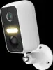 A white security camera with a black faceplate, mounted on a white bracket. Náhľad obrázku produktu