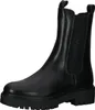 A black leather chelsea boot with a thick sole and elastic side panels, featuring the brand name embossed on the side. Produktbild-Vorschau