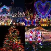A collage of four images showcasing various Christmas light decorations on houses and a Christmas tree. Náhled obrázku produktu