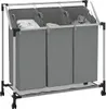 Cesta de ropa con ruedas y 3 compartimentos, color gris Vista previa de la imagen del producto 1