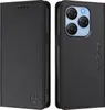 A black leather flip wallet case for a smartphone, shown from the front and back. Náhled obrázku produktu