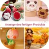 A collage of four images showcasing various felt crafts, including fruits, animals, and a doll, with a text overlay. Produktbild-Vorschau