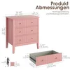 Comodino in legno con 3 cassetti, color rosa Anteprima dell’immagine prodotto 2
