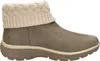A side view of a single brown boot with a beige knitted cuff. Produktbild-Vorschau