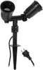 A black dual-head garden spotlight with a stake and power cord. Voir les images du produit