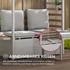 Close-up of a grey outdoor sofa with cushions, set against a wooden slatted background. Náhled obrázku produktu