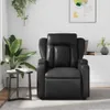 A black leather massage chair is shown in a living room setting with plants and artwork. Voir les images du produit