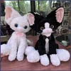 Plüsch Katze Kuscheltier 40 cm Schwarz Weiß Krullig Produktbild-Vorschau 2
