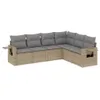 6-tlg. Garten-Sofagarnitur mit Kissen Beige Poly Rattan Produktbild-Vorschau 1
