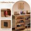 A folding desk with storage shelves and a laptop on it, shown in a home office setting. Produktbild-Vorschau