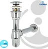 A chrome siphon with a pop-up drain valve for a washbasin. Produktbild-Vorschau