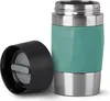 A teal and silver travel mug with its black lid off to the side, presented on a white background. Náhled obrázku produktu