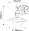 A technical drawing of an outdoor wall light with dimensions indicated. Produktbild-Vorschau