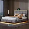 Čalúnená plávajúca posteľ 160 x 200 cm s LED svetlami a Náhľad obrázku produktu 9