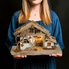 Große Echtholz Weihnachtskrippe mit Beleuchtung in 39 x 23 Produktbild-Vorschau 7