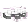 8-tlg. Garten-Sofagarnitur mit Kissen Schwarz Poly Rattan Produktbild-Vorschau 3