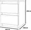 A line drawing of a nightstand with dimensions indicated. Náhľad obrázku produktu