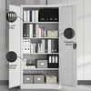 An open metal filing cabinet filled with files and boxes, with callouts highlighting features. Náhľad obrázku produktu