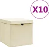 vidaXL Úložné boxy s víkem 10 ks 28x28x28 cm krémová Náhled obrázku produktu 6