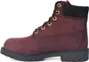 A side view of a single burgundy Timberland boot. Voir les images du produit
