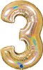 Riesenzahl Folienballon 40"/102cm | Holo Gold Zahl: 3 Produktbild-Vorschau 1