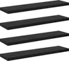Four black wooden shelves are stacked vertically against a white background. Produktbild-Vorschau